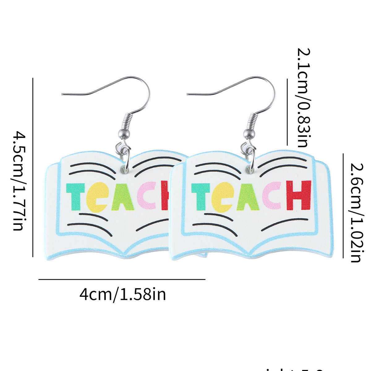 Wholesale  New School Season Books Apple Pendant Earrings Back to School Season Acrylic Teachers' Day Graduation Season Earrings